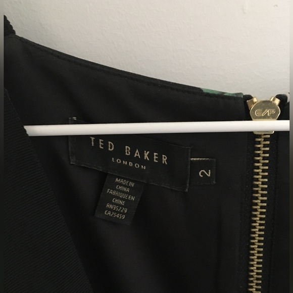 Ted Baker Black Floral Square Neck Midi Dress - Picture 3 of 6